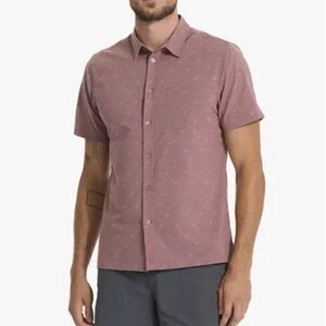 Vuori Men's Mauve/Cinder Short Sleeve Bridge Button Down Shirt, Large